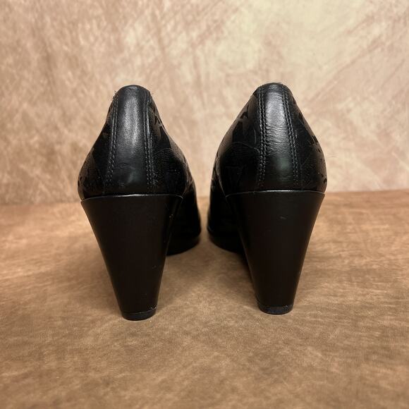 Ecco Danish Design Black Floral Loafer High Heels Whimsigoth Gothic Peasant - Picture 11 of 13